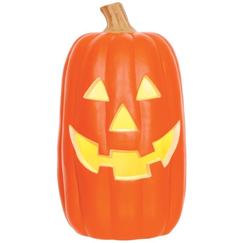 Seasons W83462 Yellow 1 ct 16 in. LED Prelit Scary Pumpkin Halloween Decor