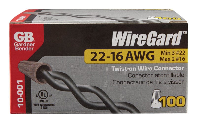 Gardner Bender 10-001 WireGard 22-16 Ga. Copper Wire Connector Gray 100 pk