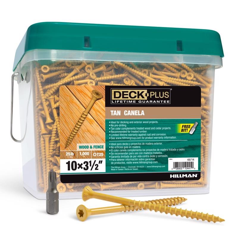Hillman 48714 Deck Plus No. 10 Ga. X 3-1/2 in. L Tan Star Flat Head Exterior Deck Screws 25 lb 1400 pk