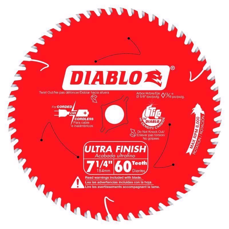 Diablo D0760X 7-1/4 in. D X 5/8 in. TiCo Hi-Density Carbide Circular Saw Blade 60 teeth 1 pk