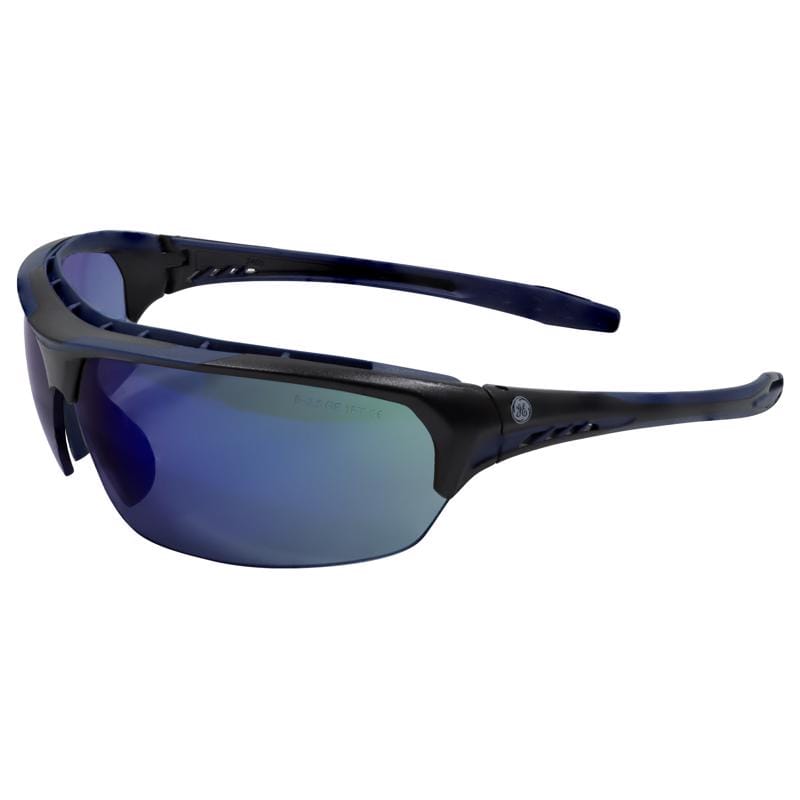 General Electric GE109BAF 09 Series Anti-Fog Impact-Resistant Safety Glasses Blue Mirror Lens Black/Blue Fram