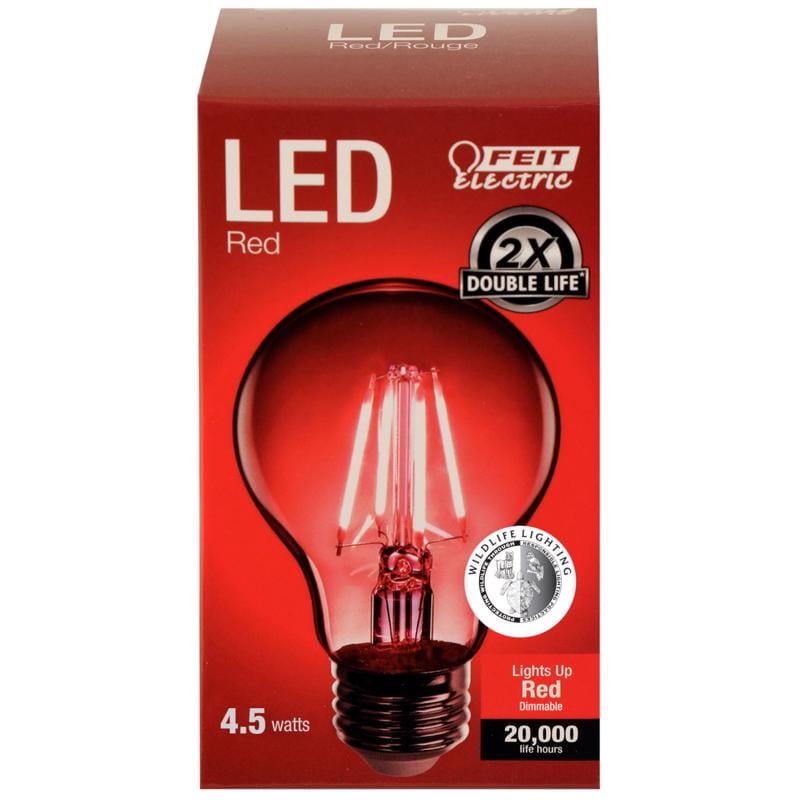 Feit A19/TR/LED A19 E26 (Medium) Filament LED Bulb Red 30 Watt Equivalence 1 pk