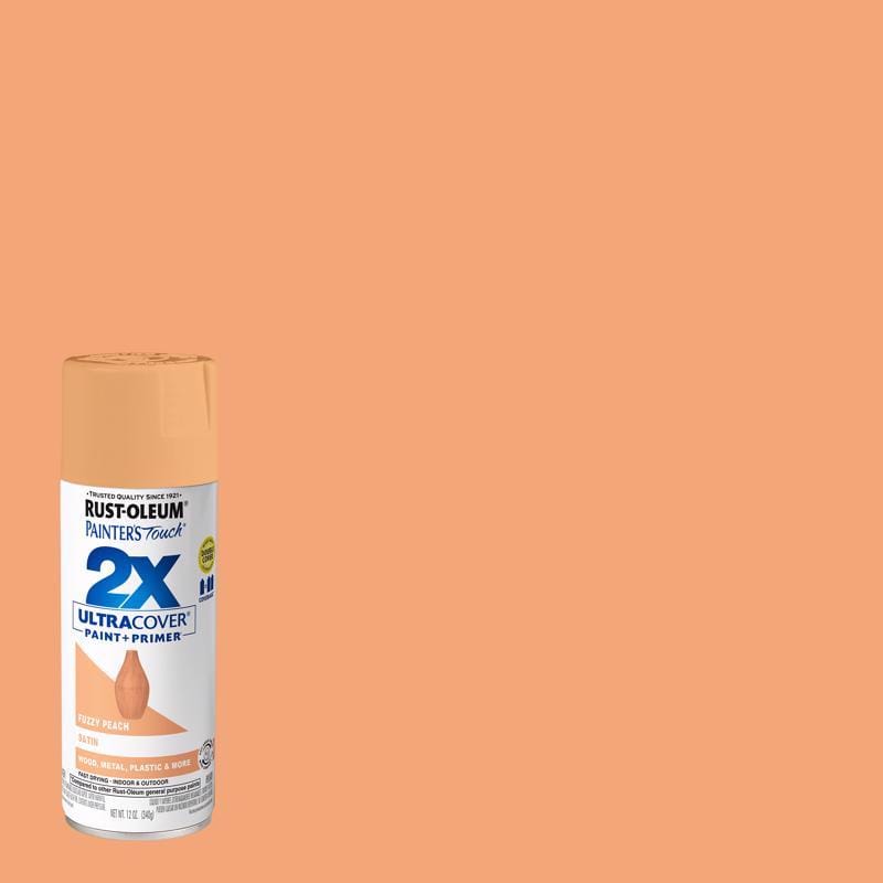 Rust-Oleum 389908 Painter's Touch Satin Fuzzy Peach Paint+Primer Spray Paint 12 oz