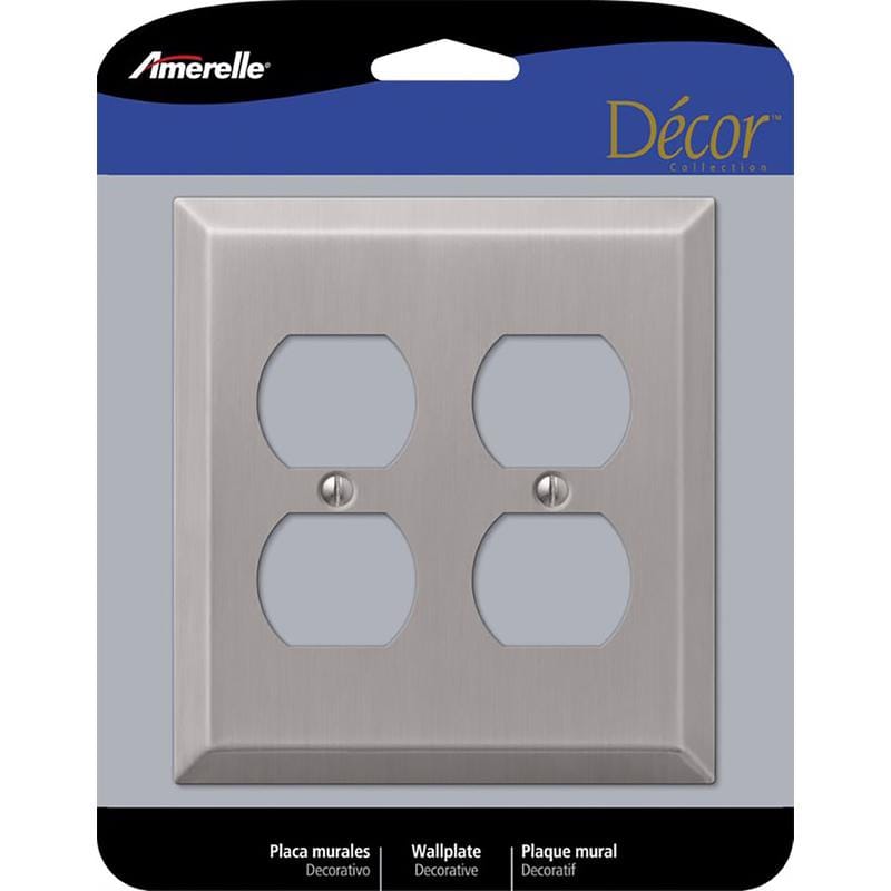 Amerelle 163DDBN Century Brushed Nickel 2 gang Stamped Steel Duplex Wall Plate 1 pk