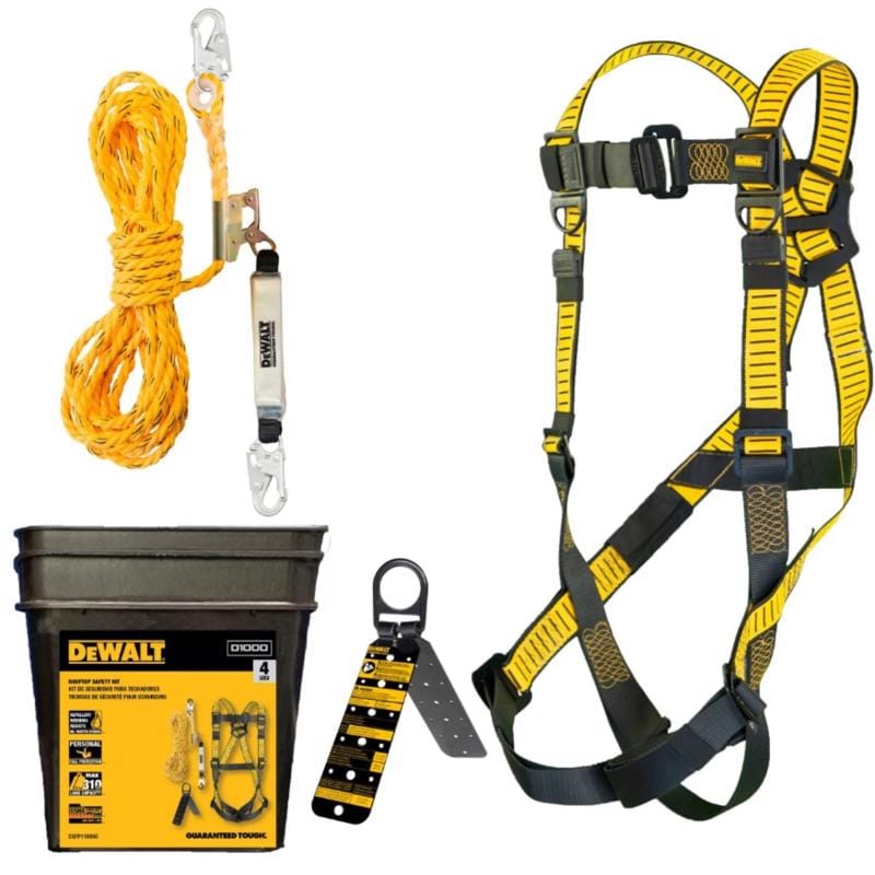 Dewalt DXFP110050 Polyester Fall Protection Kit 310 lb. cap. Black/Yellow 3 pc