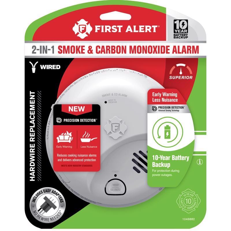 First Alert 1046882 10 Year Hard-Wired w/Battery Back-Up Ionization Smoke and Carbon Monoxide Detector 1 eac