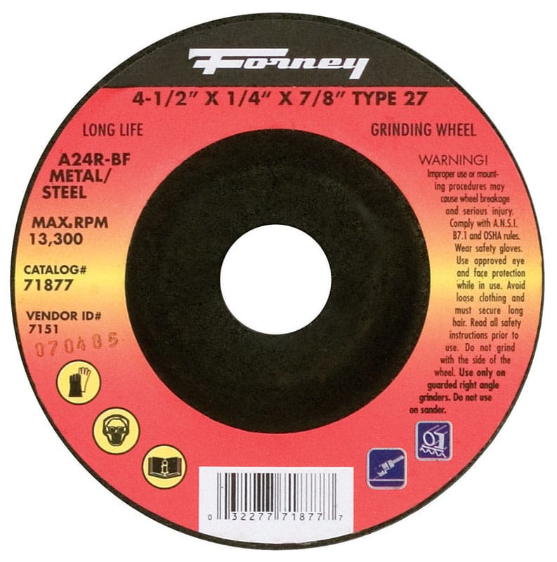 Forney 71877 4-1/2X1/4X7/8" Grd Whl 71822