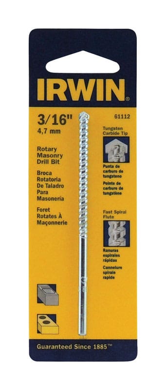 Irwin 61112 3/16 in. X 4 in. L Chrome Vanadium Steel Rotary Drill Bit Straight Shank 1 pk