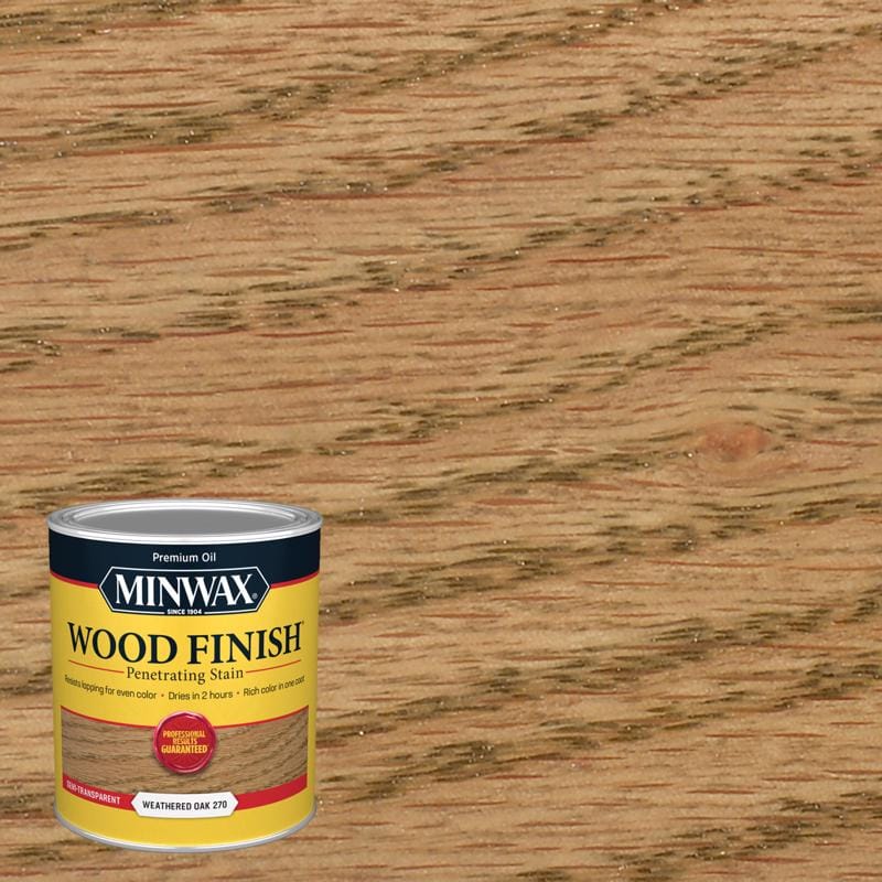 Minwax 700474444 Wood Finish Semi-Transparent Weathered Oak Oil-Based Penetrating Wood Stain 1 qt