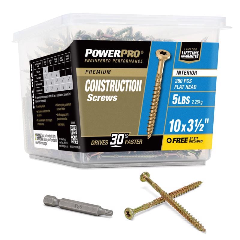 Hillman 48593V4 Power Pro No. 10 X 3-1/2 in. L Star Bronze Ceramic Coarse Wood Screws 280 pk