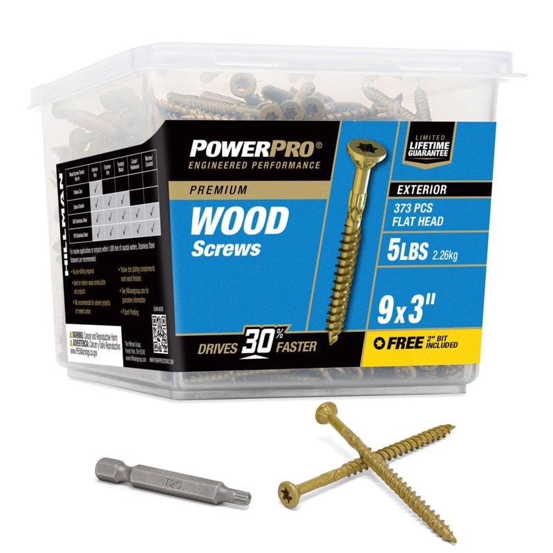 Hillman 48611V4 Power Pro No. 9 in. X 3 in. L Bronze Star Flat Head Premium Deck Screws 5 lb 373 pk