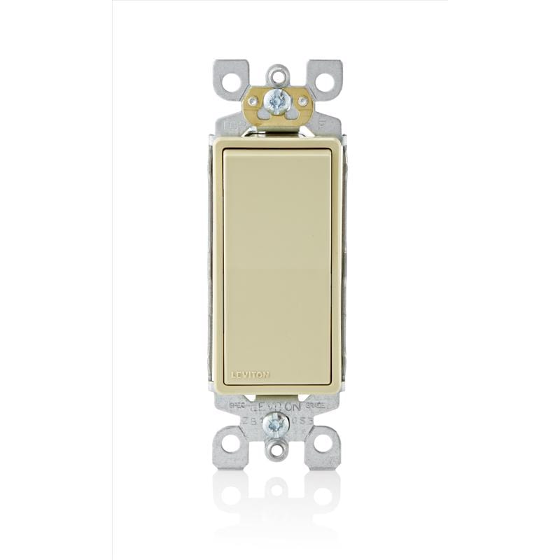 Leviton 05601-2IS Decora 15 amps Single Pole Rocker AC Quiet Switch Ivory 1 pk