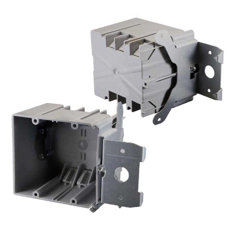 Cantex EZ34DBZ-ADJ EZ Box New and Old Work 34 cu in Rectangle PVC 2 gang Outlet Box Gray