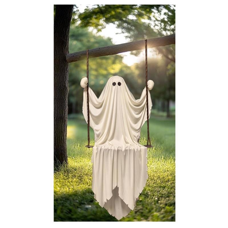 Fun World 96232 48 in. Ghost on a Swing Halloween Decor