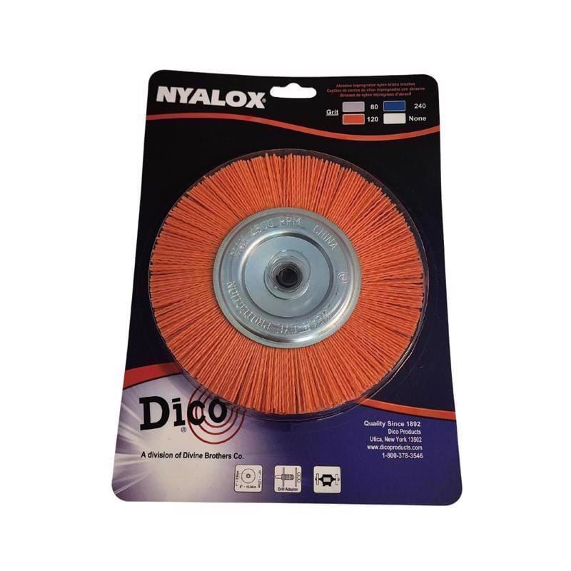 Dico 7200067 Nyalox 6 in. Medium Crimped Mandrel Mounted Wheel Brush Nylon 4500 rpm 1 pc