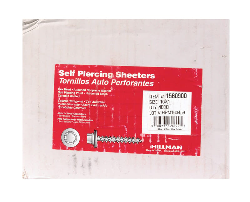 Hillman 1560900 No. 10 Ga. X 1 in. L Hex Hex Washer Head Self-Piercing Screws 4000 ct 1 pk