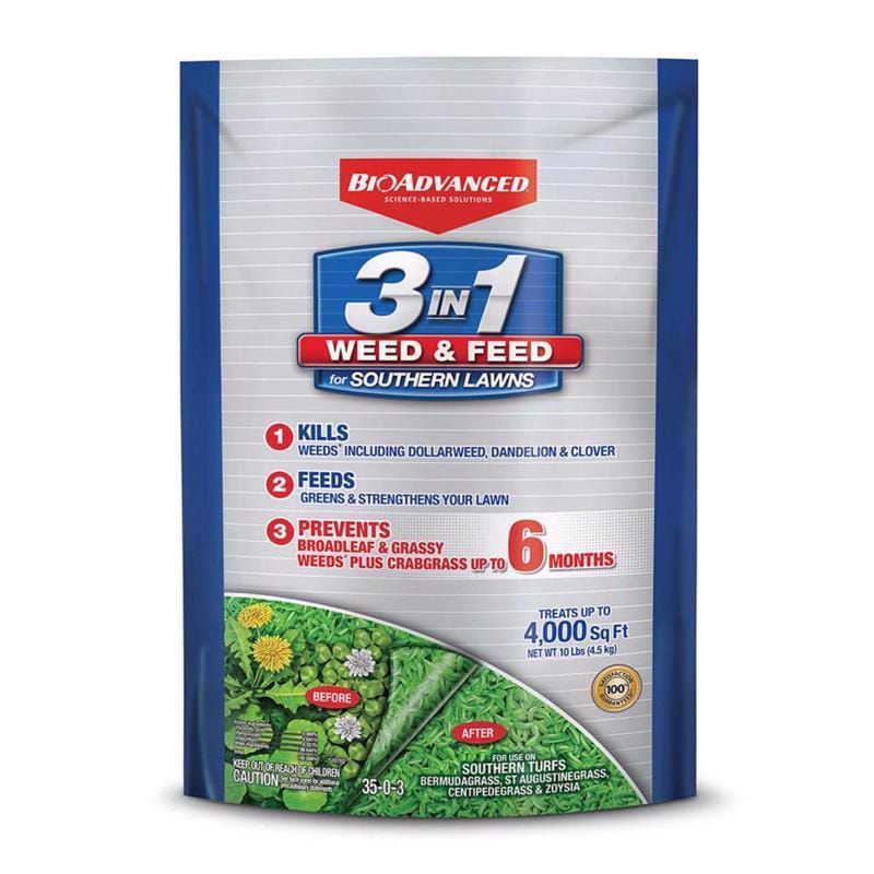 BioAdvanced 820105L 3-In-1, Granules, Weed & Feed Lawn Fertilizer For Multiple Grass Types 4000 sq ft