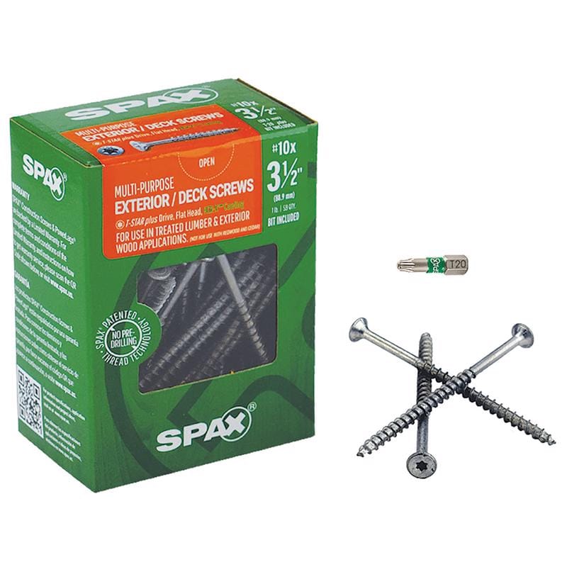 Spax 4191670500904 Multi-Material No. 10 Label X 3-1/2 in. L T-20+ Flat Head Serrated Construction Screws