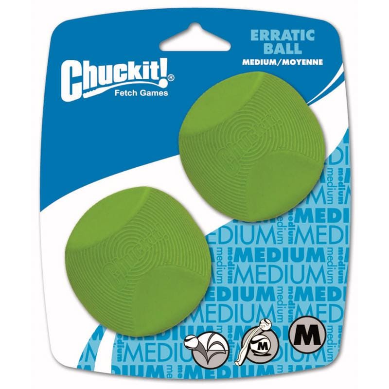 Chuckit! 20120 For Dog Green Rubber Erratic Bounce Bounce Ball Medium 2 pk