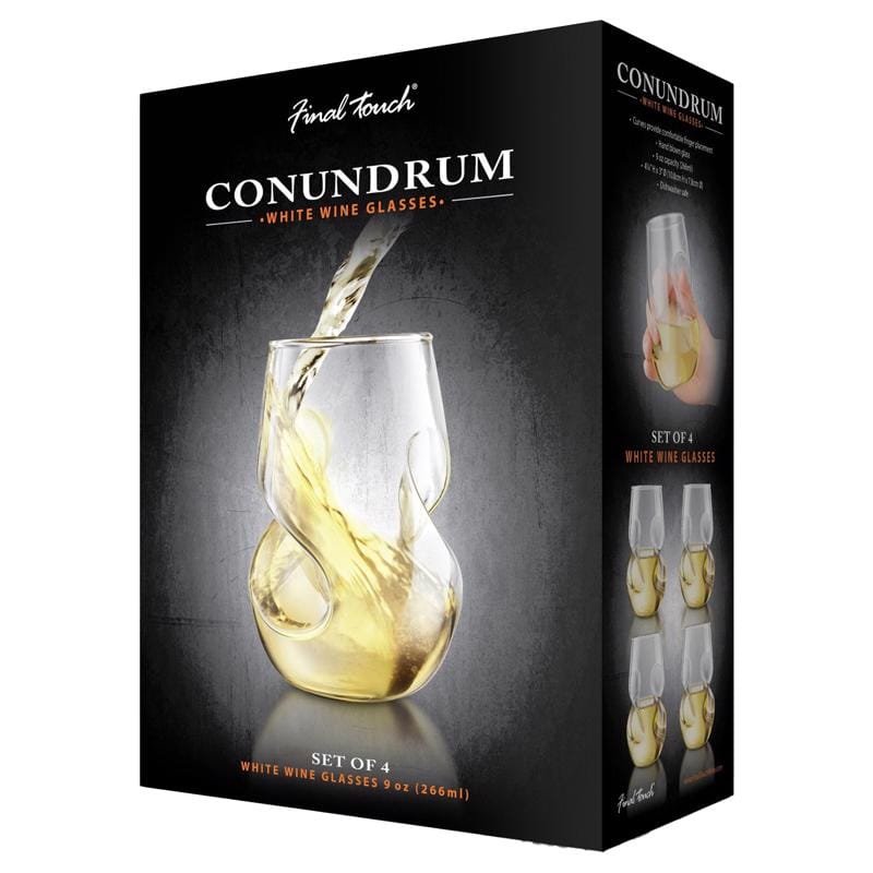 Final Touch GG5008 9 oz Clear Glass Conundrum White Wine Glass Set
