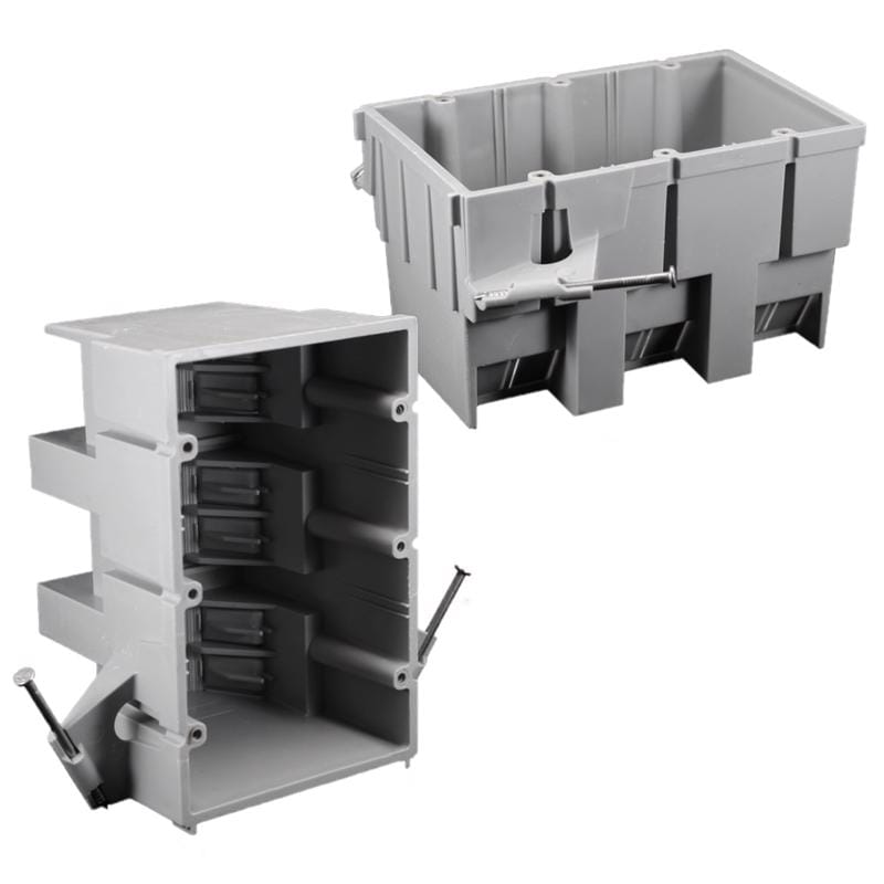 Cantex EZ53TN-HW EZ Box New Work 53 cu in Rectangle PVC 3 gang Outlet Box Gray