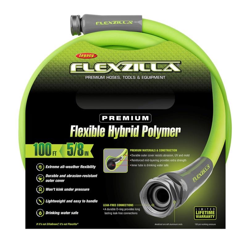 Legacy HFZG5100YW Flexzilla 5/8 in. D X 100 ft. L Heavy Duty Premium Grade Garden Hose