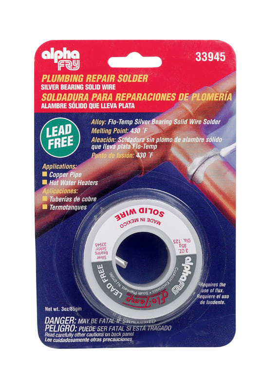 Alpha FRY 33945 3 oz Lead-Free Plumbing Solder 0.125 in. D Silver-Bearing Alloy 1 pc