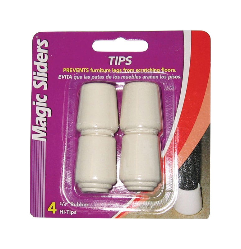 Magic Sliders 94288 Rubber Self Adhesive Leg Tip White Round 3/4 in. W 4 pk