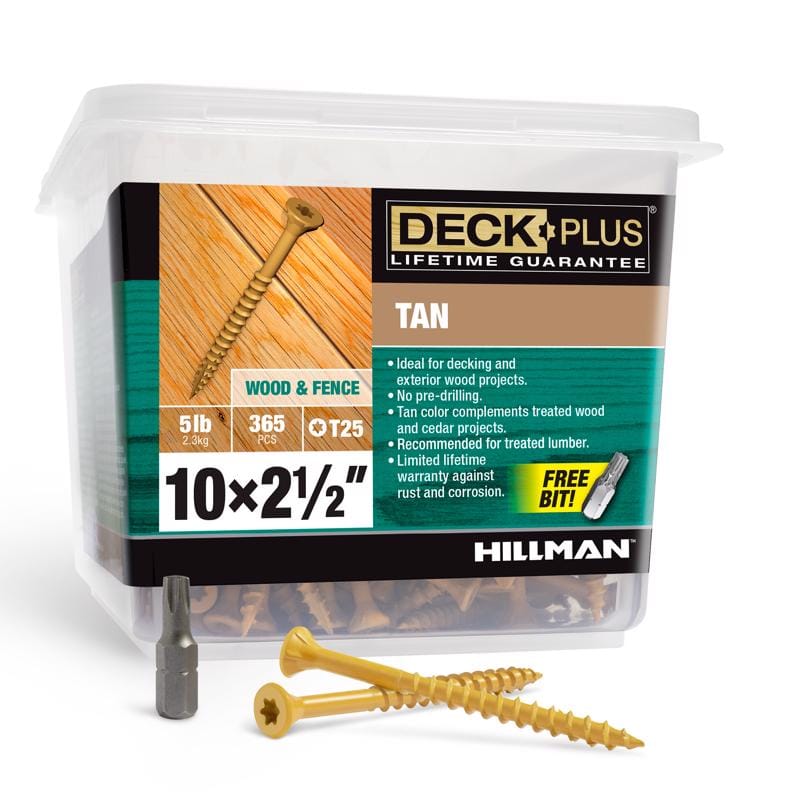 Hillman 48416 Deck Plus No. 10 in. X 2-1/2 in. L Tan Star Flat Head Exterior Deck Screws 5 lb 365 pk