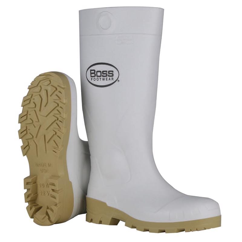 Boss B380-9005/11 Unisex PVC Plain Boots White 11 US Waterproof 1 pair 16 in.