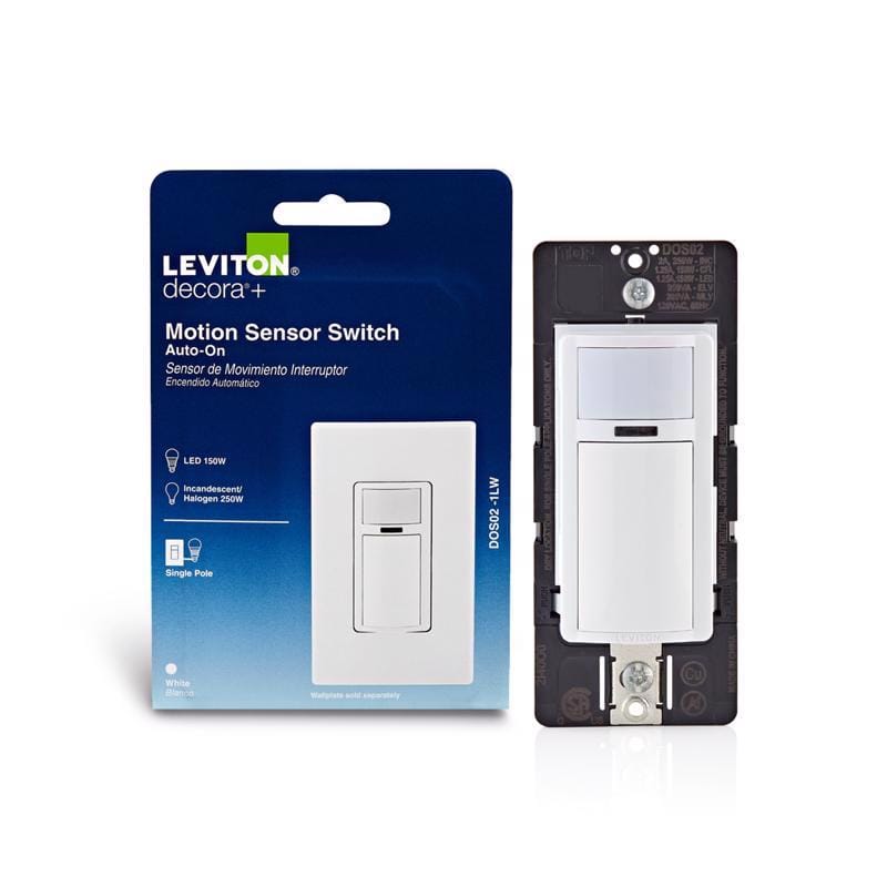Leviton DOS02-1LW Decora 2.5 amps Single Pole Motion Sensor Switch White 1 pk