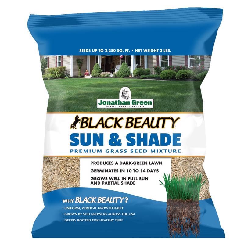 Jonathan Green 12002 Black Beauty Sun and Shade Mixed Partial Shade/Sun Grass Seed 3 lb