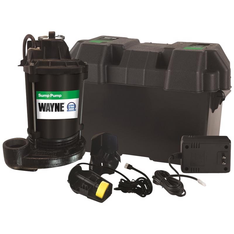 Wayne ESP25N 1/2 HP 2,500 gph Cast Iron Reed Switch Battery Submersible Backup Sump Pump 8 ft
