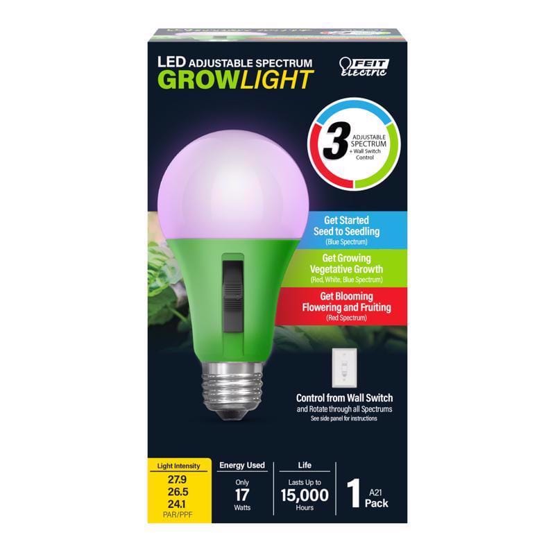 Feit A21ADJGRWLEDHD A21 E26 (Medium) LED Grow Light Color Changing 17 Watt Equivalence 1 pk