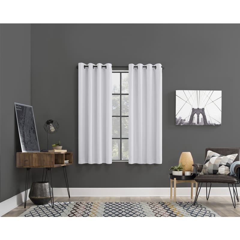 Sun Zero AC-NRWCH63WHT Norwich White Blackout Curtains 80 in. W X 63 in. L