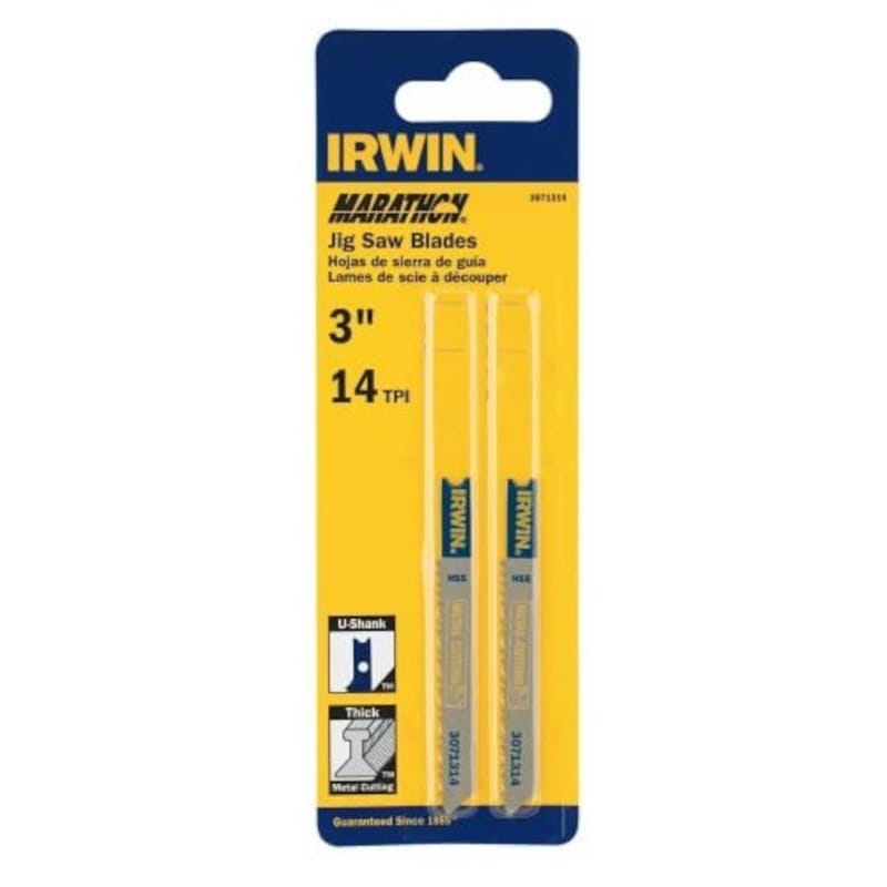 Irwin 3071314 Marathon 3.25 in. Bi-Metal U-Shank Jig Saw Blade 10 TPI 2 pk