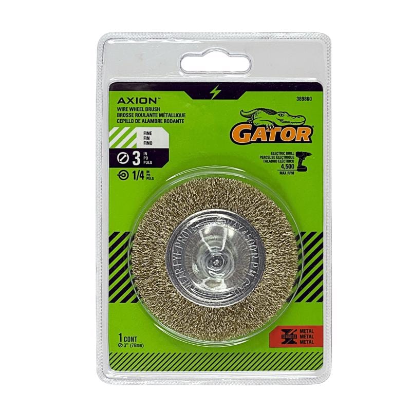 Gator 389860 3 in. Fine Crimped Wire Wheel Brush Brass Coated Steel 4500 rpm 1 pc