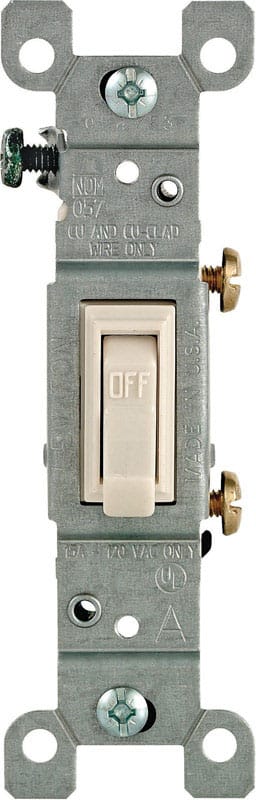 Leviton 01451-02T 15 amps Single Pole Toggle AC Quiet Switch Light Almond 1 pk