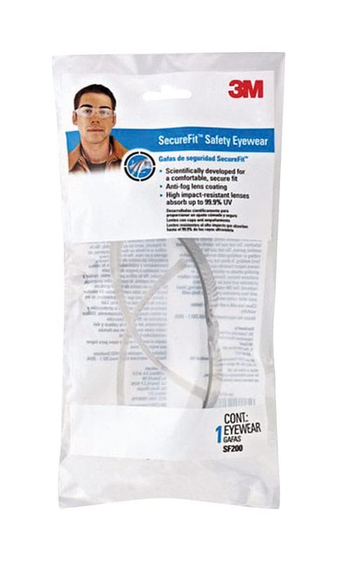 3M SF200P1-DC SecureFit Anti-Fog Safety Glasses Clear Lens Clear Frame 1 pc