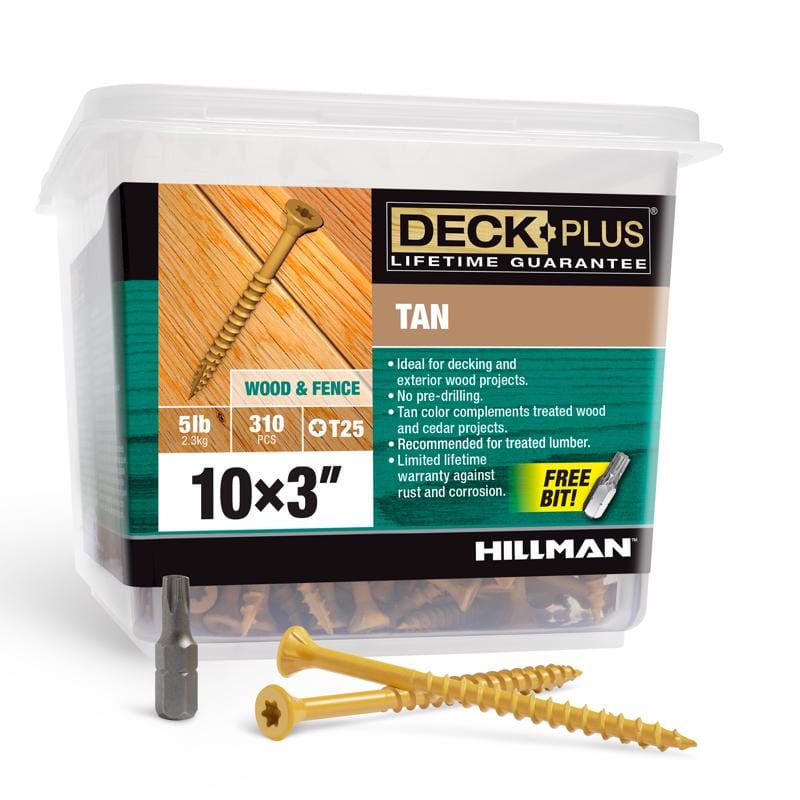 Hillman 48419 Deck Plus No. 10 Ga. X 3 in. L Tan Star Flat Head Exterior Deck Screws 5 lb 310 pk