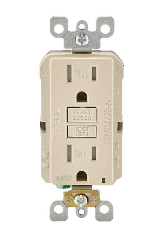 Leviton AFTR1-0KT SmartlockPro 15 amps 120 V Light Almond AFCI Outlet 5-15R 1 pk