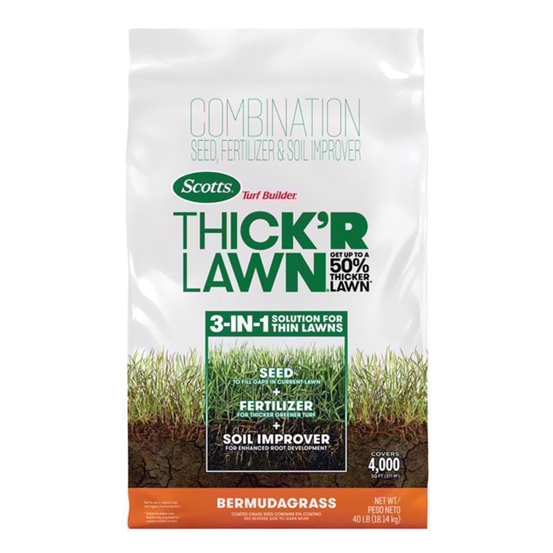 Scotts 30178 Turf Builder ThickR Bermuda Grass Full Sun Grass Seed and Fertilizer 40 lb
