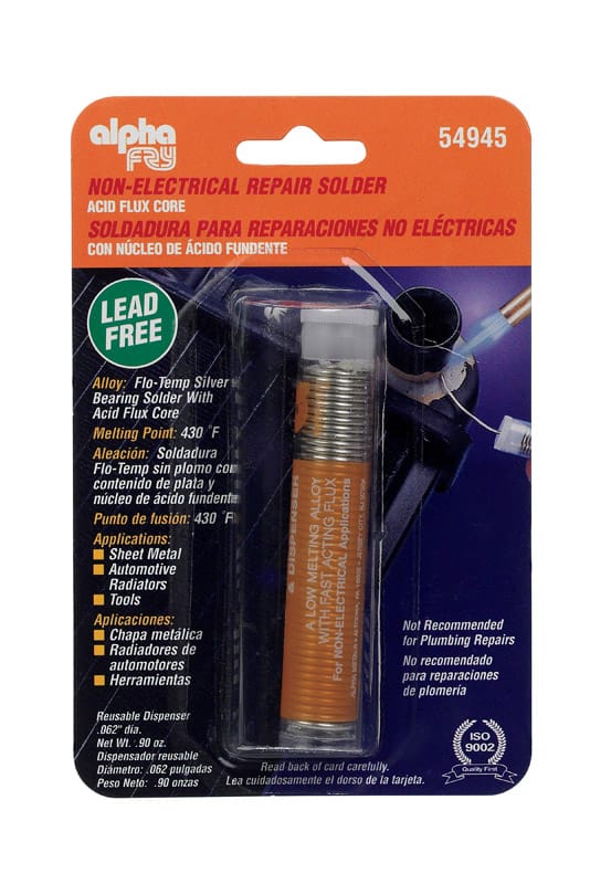Alpha FRY 54945 0.9 oz Lead-Free Flux Core Solder 0.062 in. D Silver-Bearing Alloy 1 pc