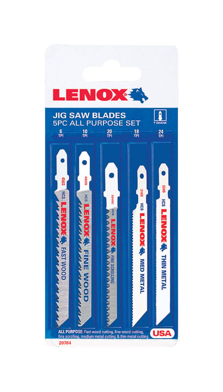 Lenox 1994456 4 in. Carbon Steel T-Shank Jig Saw Blade Set Assorted TPI 5 pk