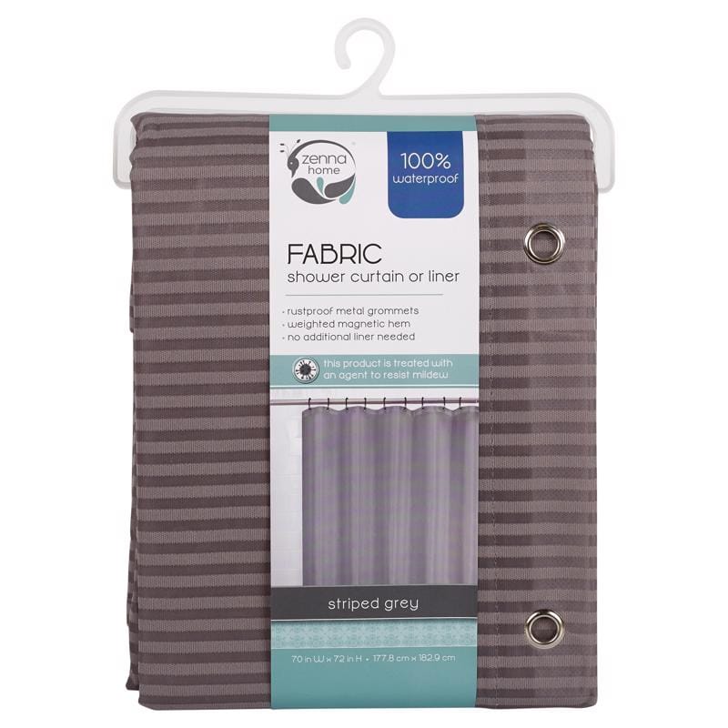 Zenna Home LFRWTRGYL 72 in. H X 70 in. W Gray Shower Curtain Fabric