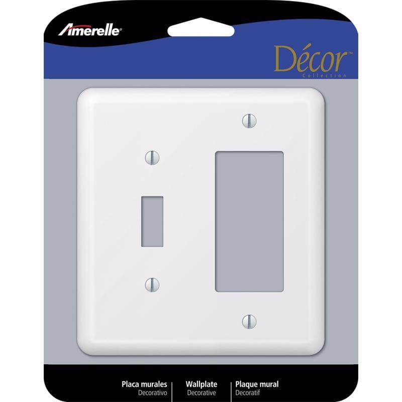 Amerelle 935TRW Devon White 2 gang Stamped Steel Decorator/Toggle Wall Plate 1 pk