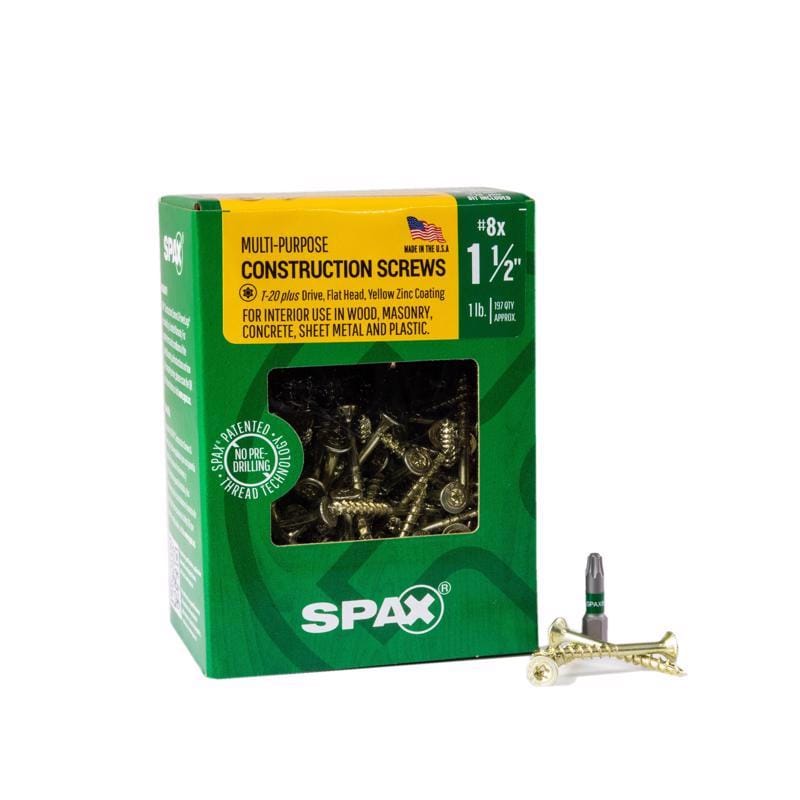 Spax 4191020400404 Multi-Material No. 8 in. X 1-1/2 in. L T-20+ Flat Head Serrated Construction Screws