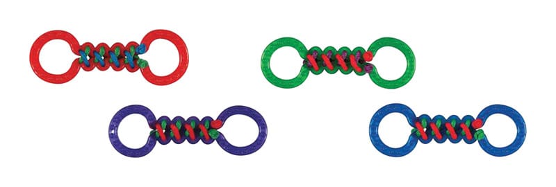 Chomper WB11422M For Dog Assorted TPR Braided Rope & TPR Double Tug Dog Toy Large 4 pk