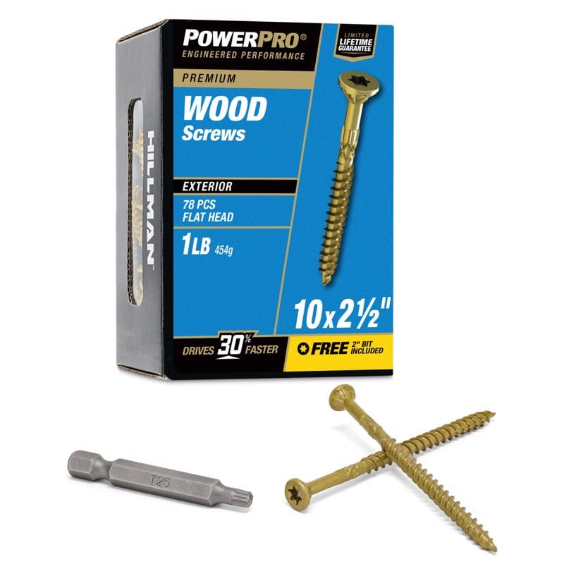 Hillman 48601V4 Power Pro No. 10 Ga. X 2-1/2 in. L Bronze Star Flat Head Exterior Deck Screws 1 lb 78 pk