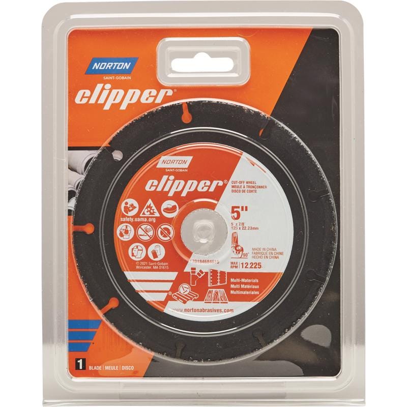 Norton 70184684615 Clipper 5 in. D X 7/8 in. X 1/16 in. thick Carbide Cut-Off Wheel 1 pc